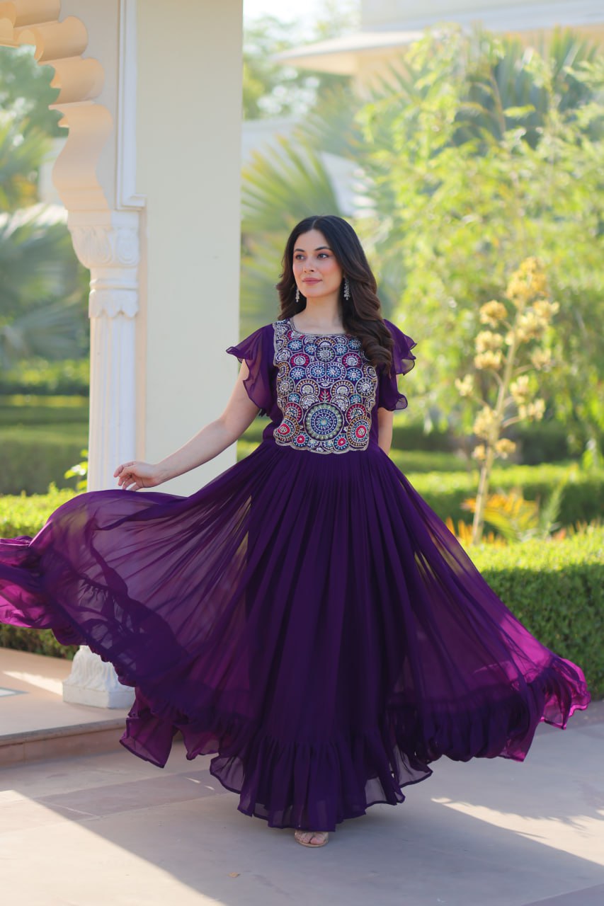 Zuri Bloom Beads and Sequins work Gowns