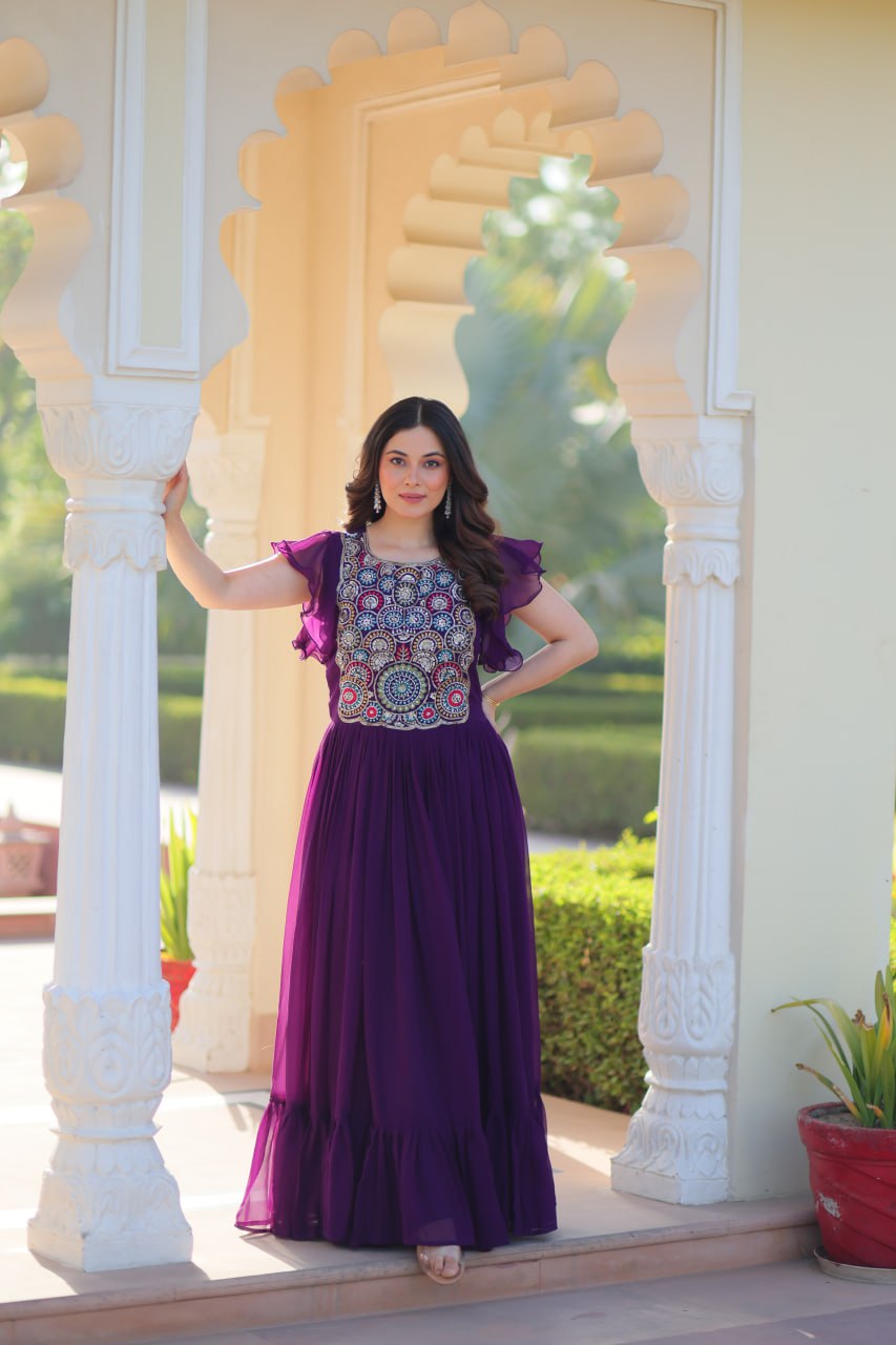 Zuri Bloom Beads and Sequins work Gowns