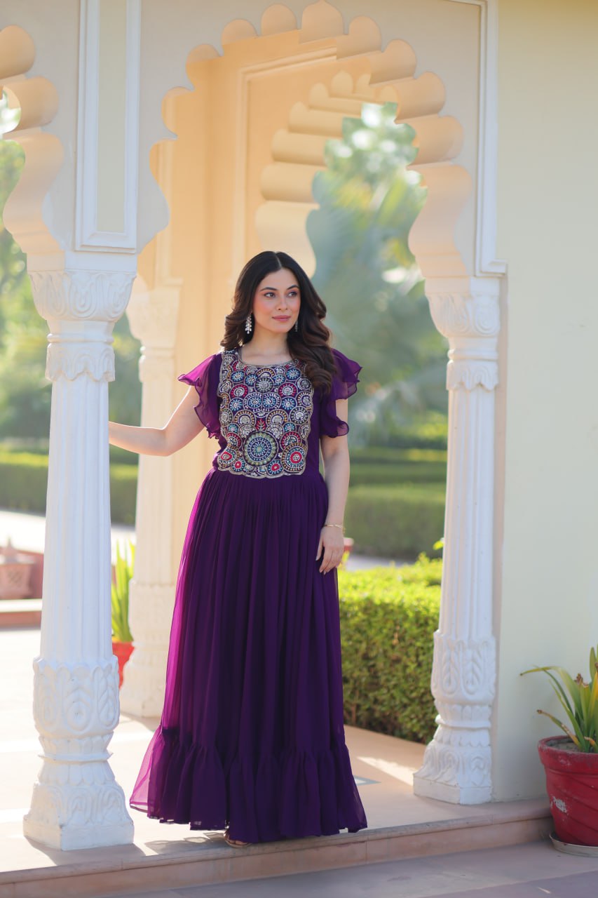 Zuri Bloom Beads and Sequins work Gowns