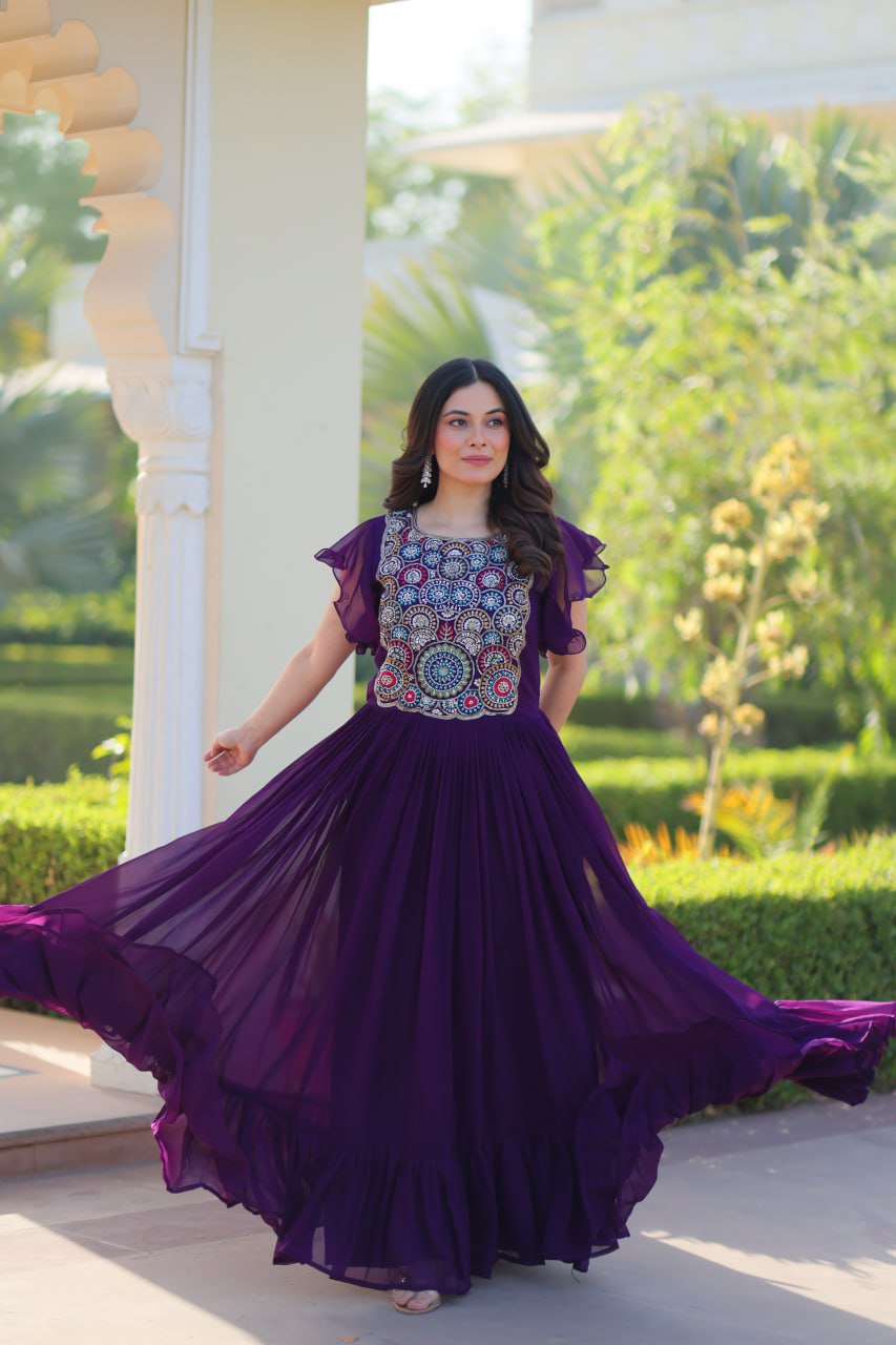 Zuri Bloom Beads and Sequins work Gowns