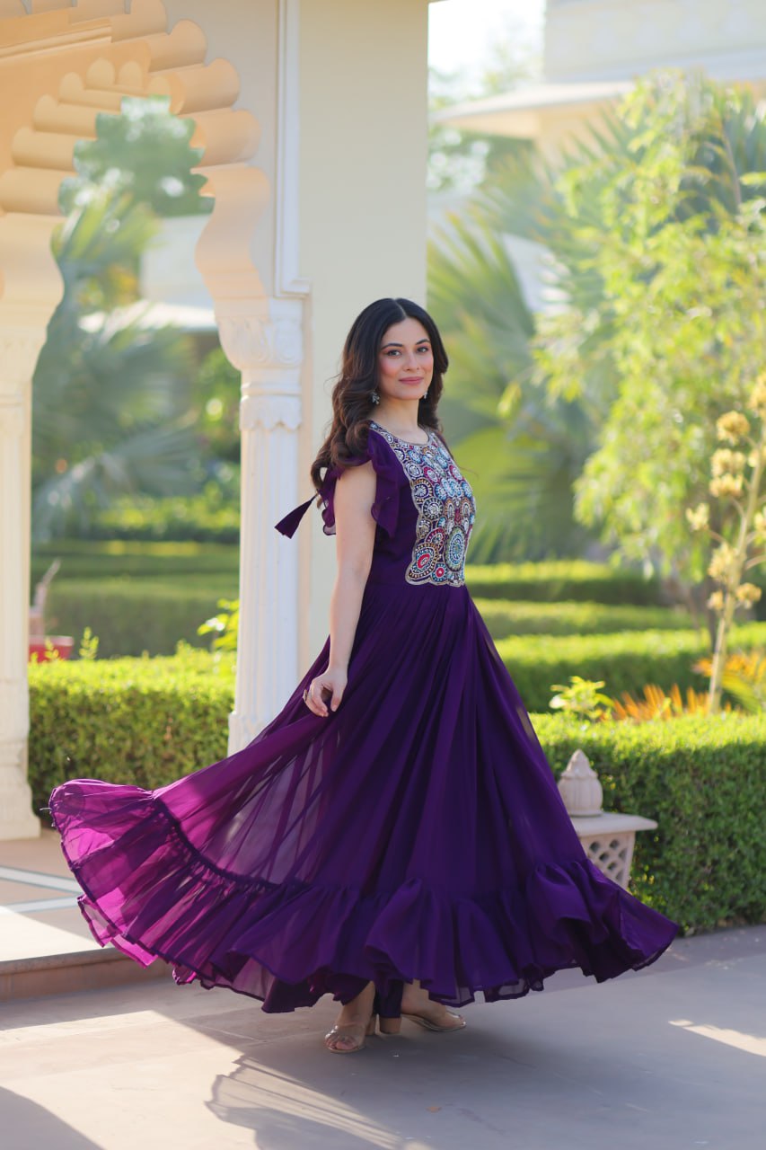 Zuri Bloom Beads and Sequins work Gowns