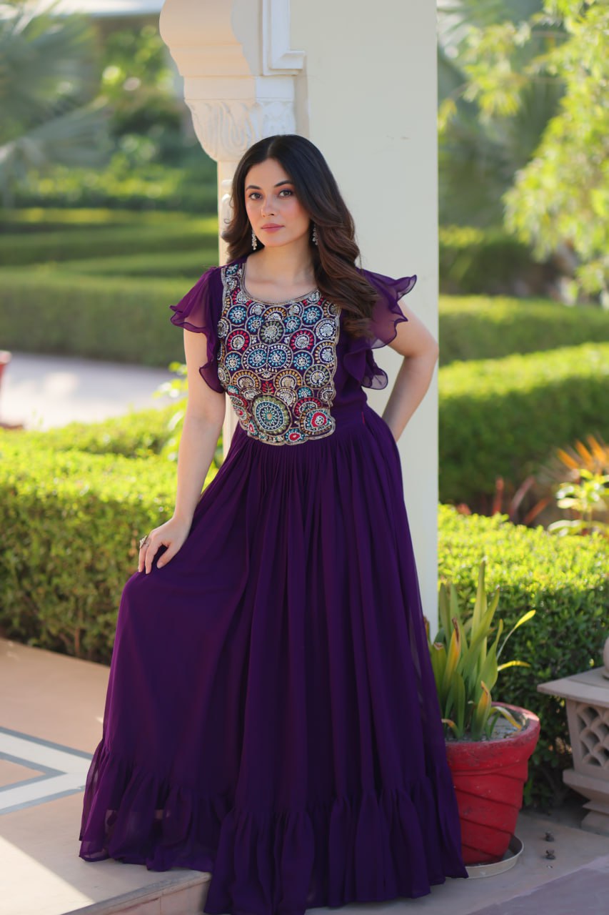 Zuri Bloom Beads and Sequins work Gowns