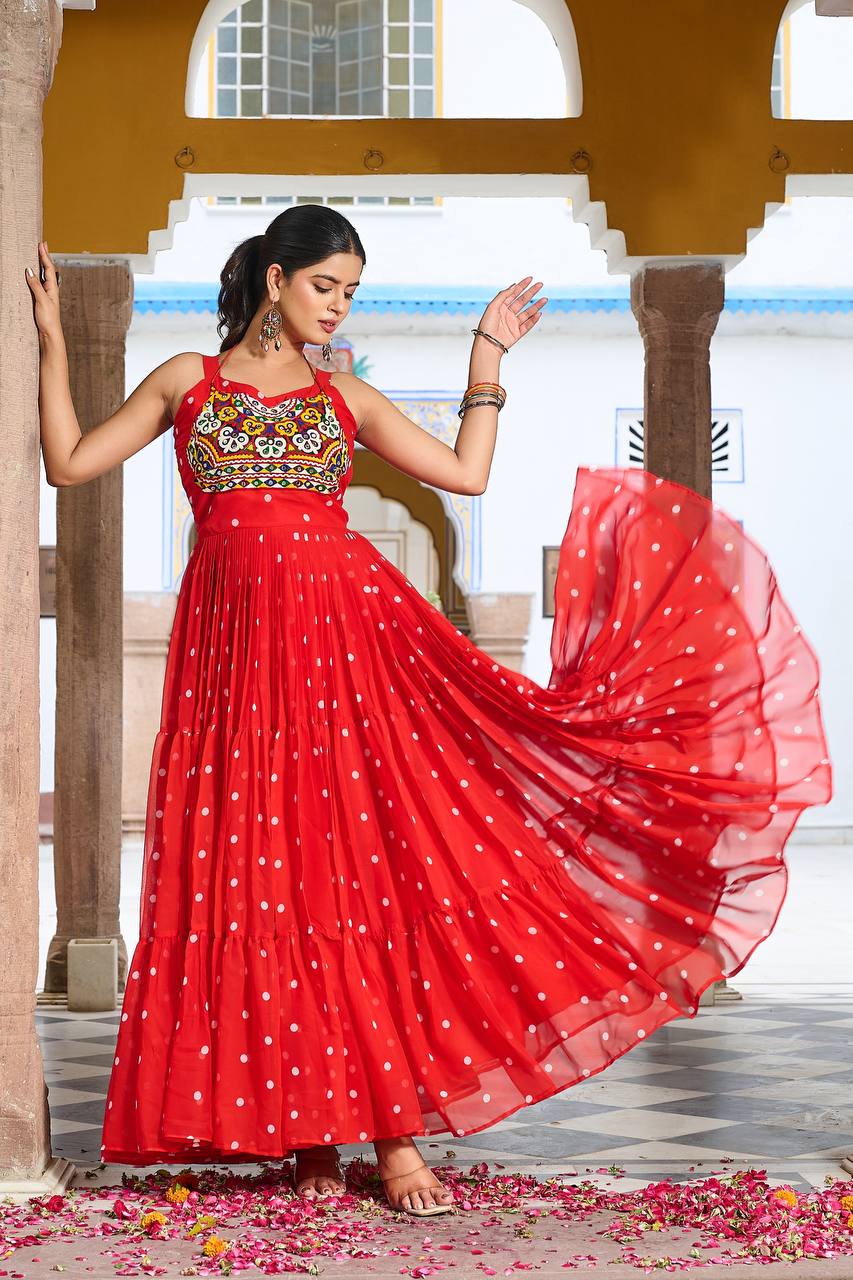 Navratri Glow Mirror Work Gown