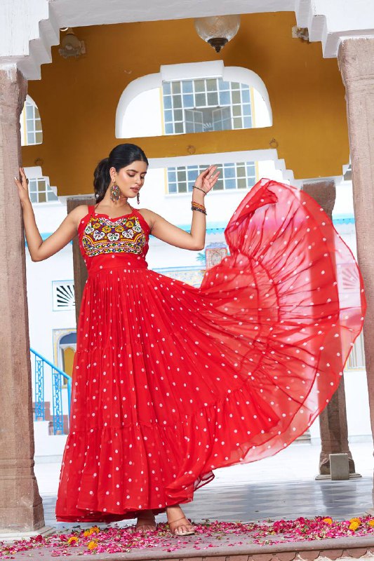 Navratri Glow Mirror Work Gown
