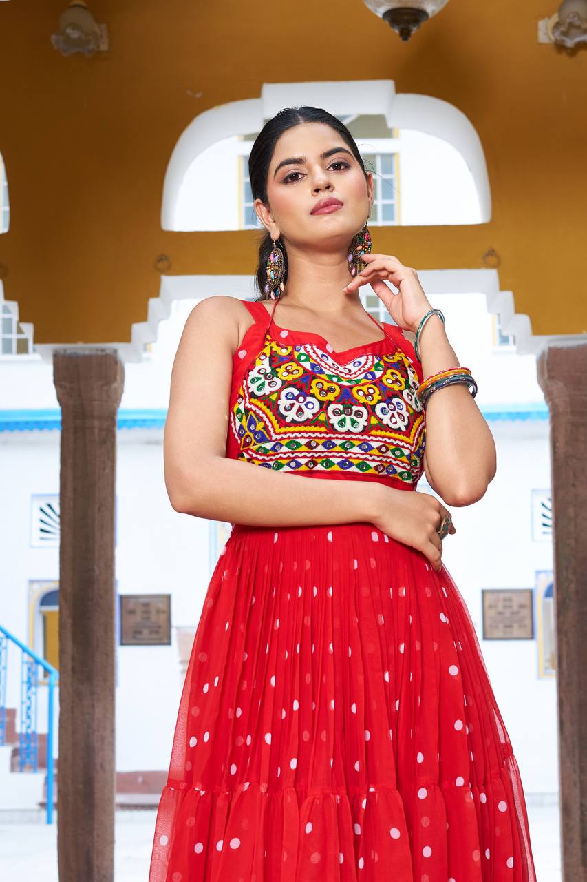 Navratri Glow Mirror Work Gown