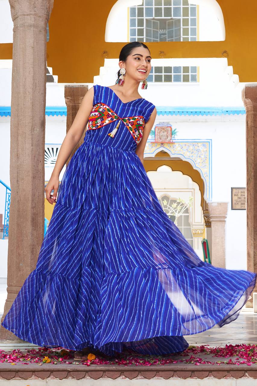 Navratri Glow Mirror Work Gown
