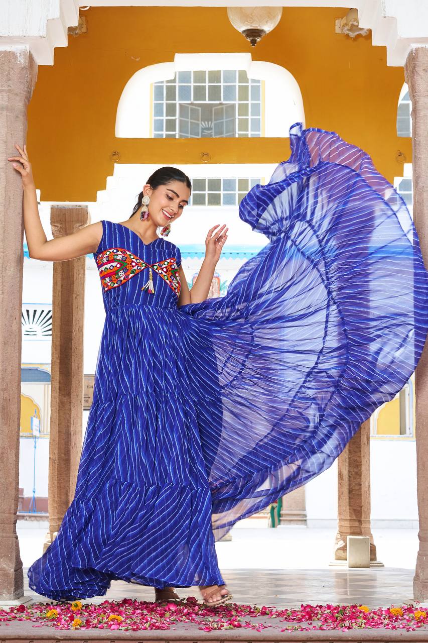 Navratri Glow Mirror Work Gown
