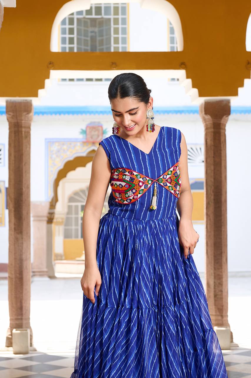 Navratri Glow Mirror Work Gown