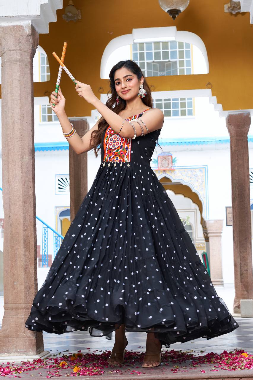 Navratri Glow Mirror Work Gown