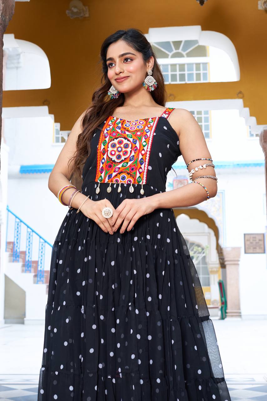 Navratri Glow Mirror Work Gown