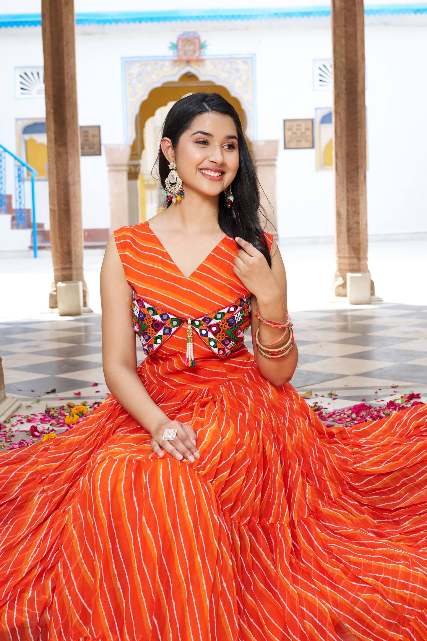 Navratri Glow Mirror Work Gown