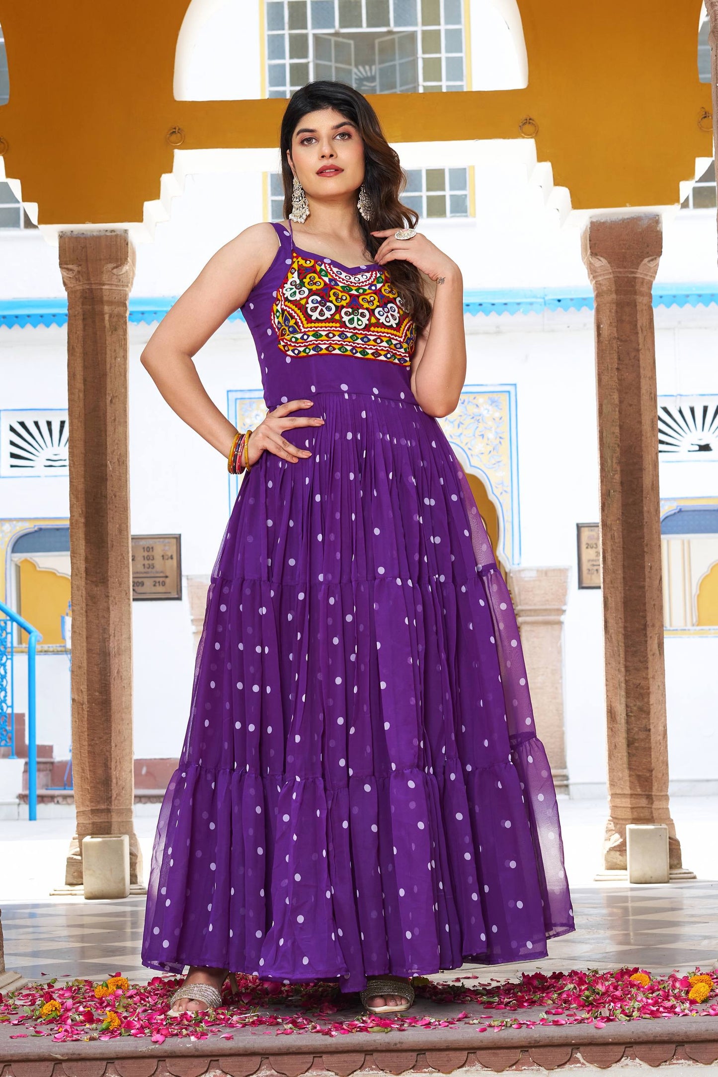 Navratri Glow Mirror Work Gown