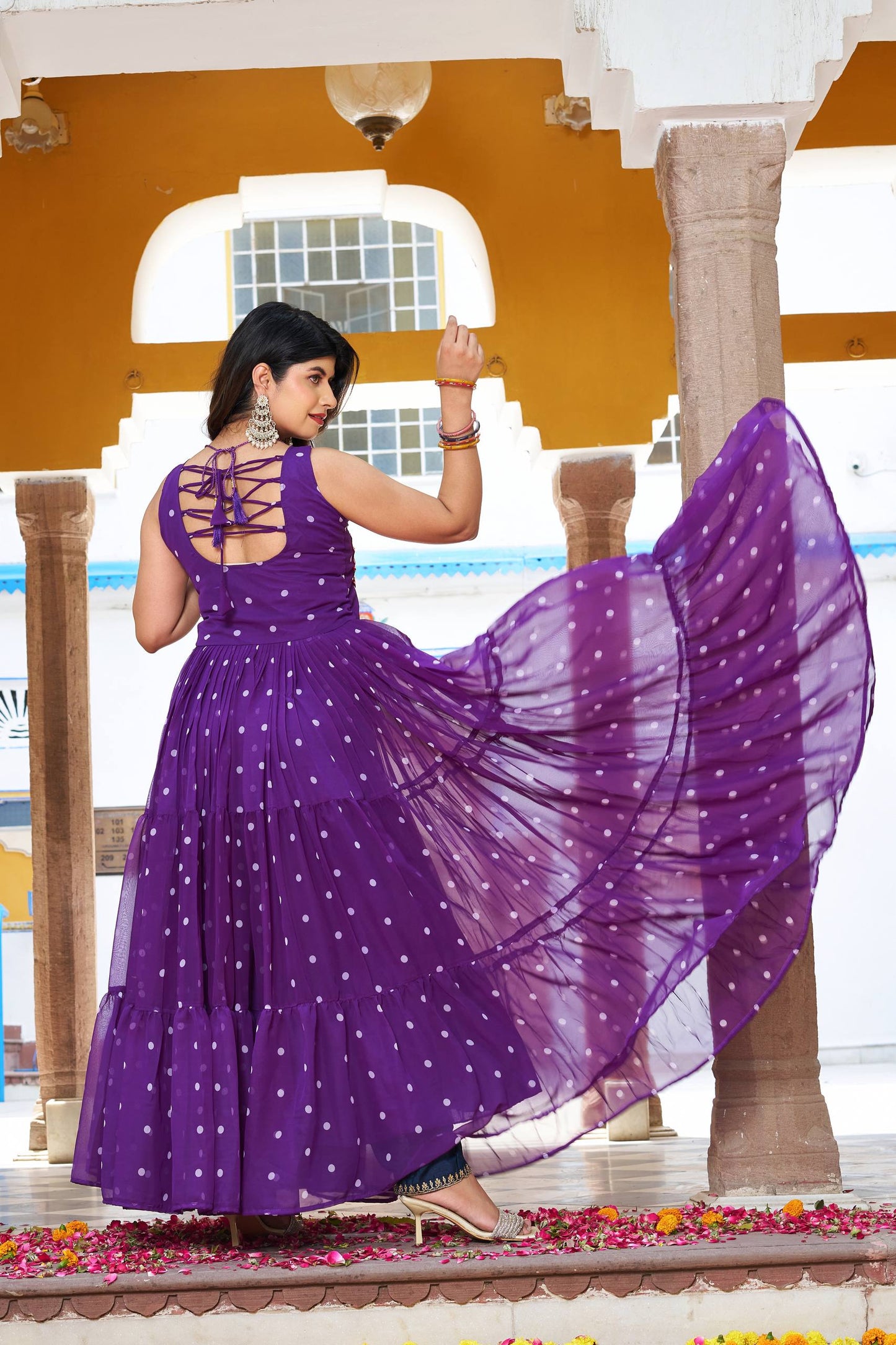 Navratri Glow Mirror Work Gown