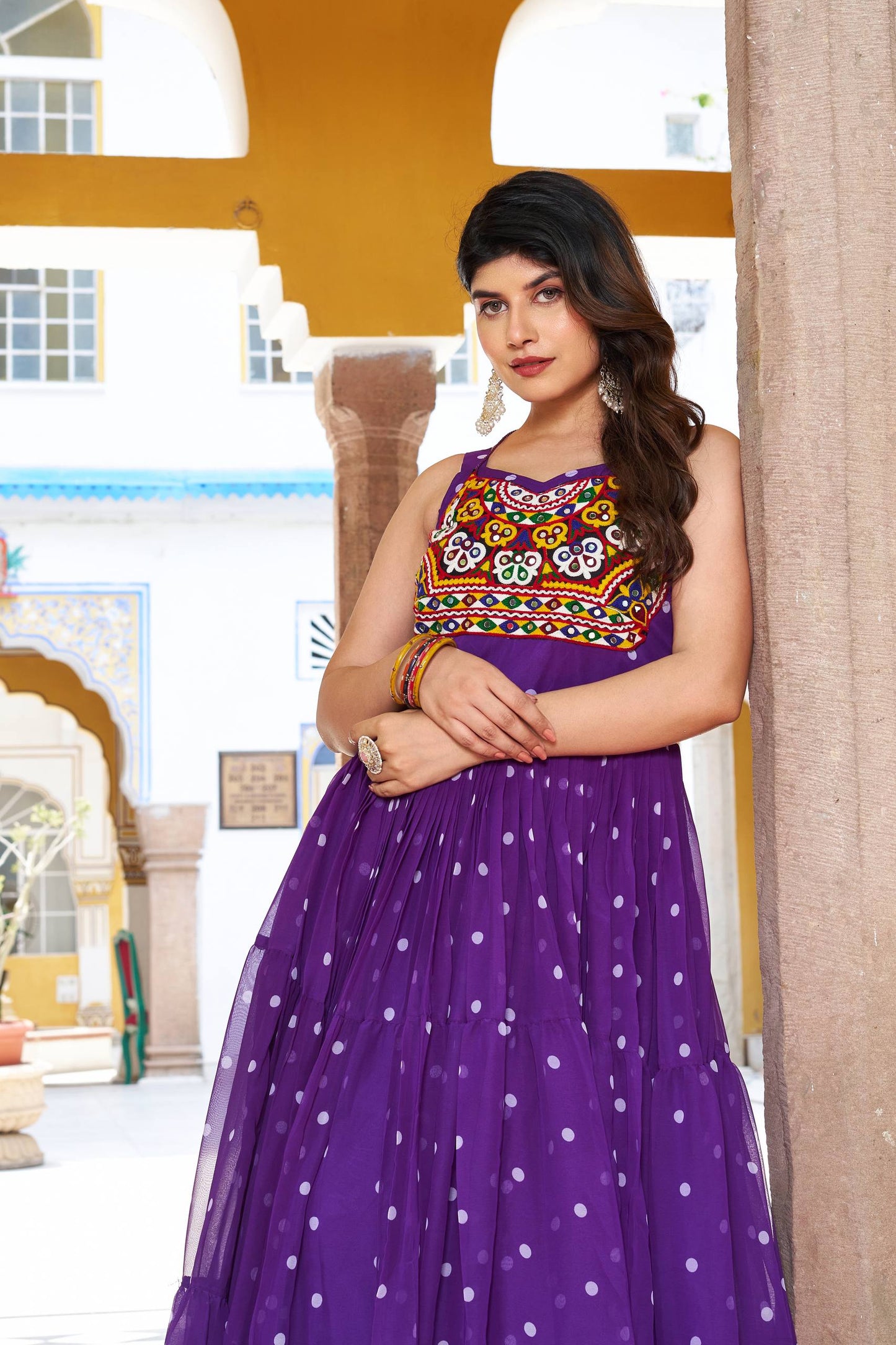 Navratri Glow Mirror Work Gown