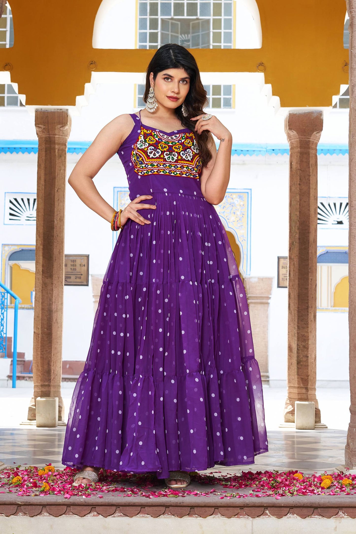 Navratri Glow Mirror Work Gown