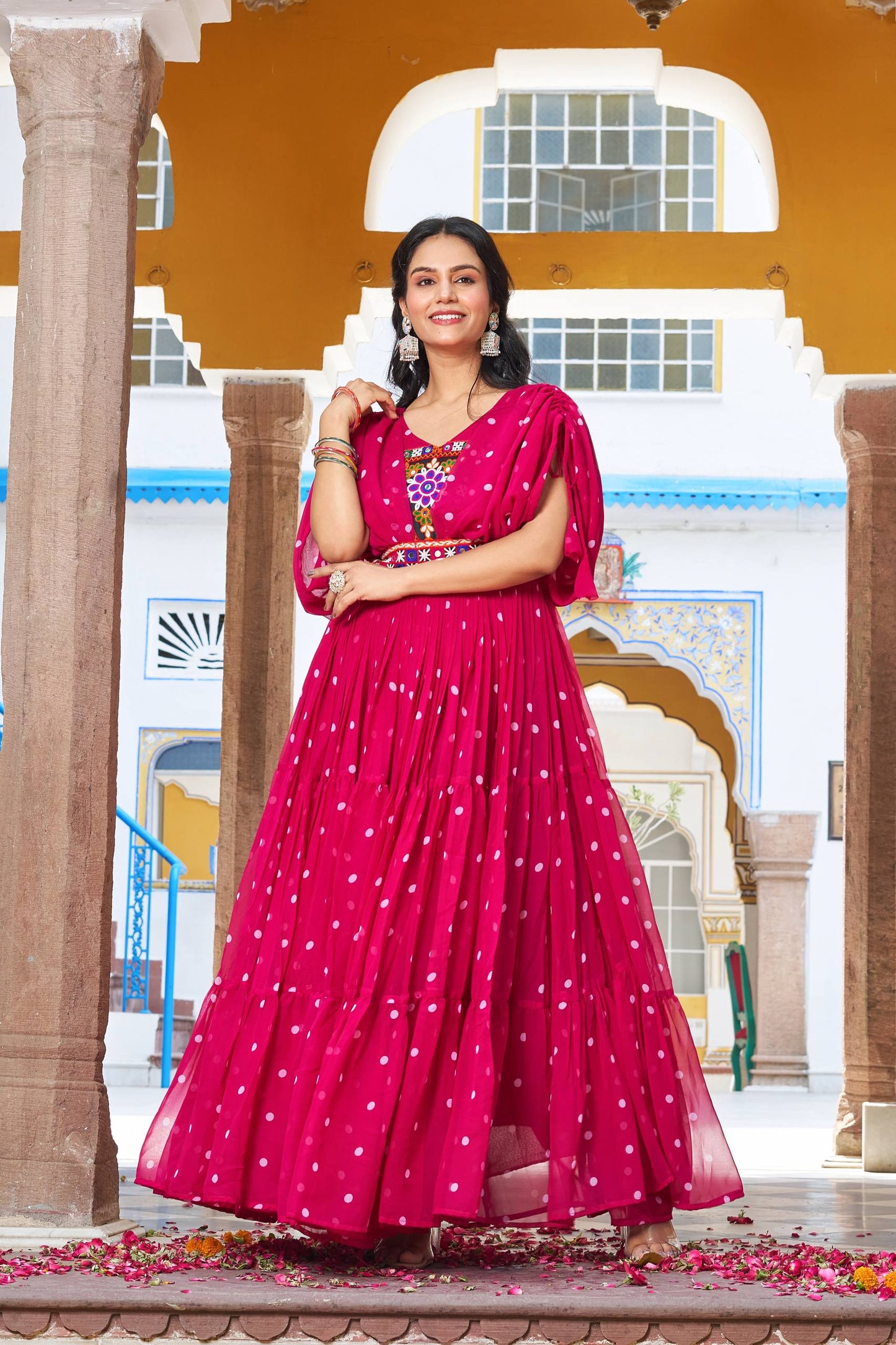 Navratri Glow Mirror Work Gown