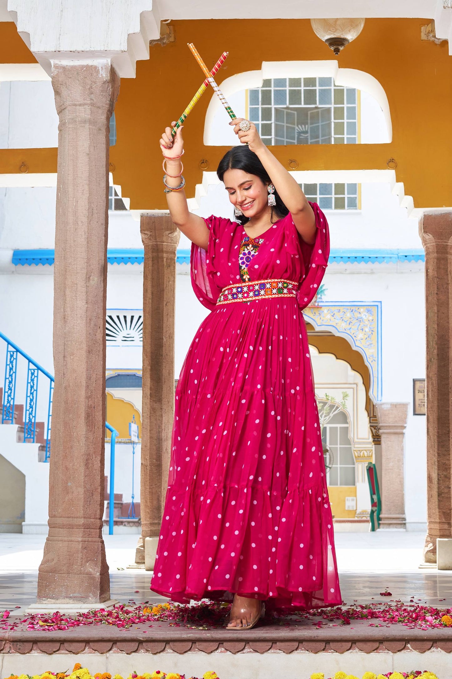 Navratri Glow Mirror Work Gown