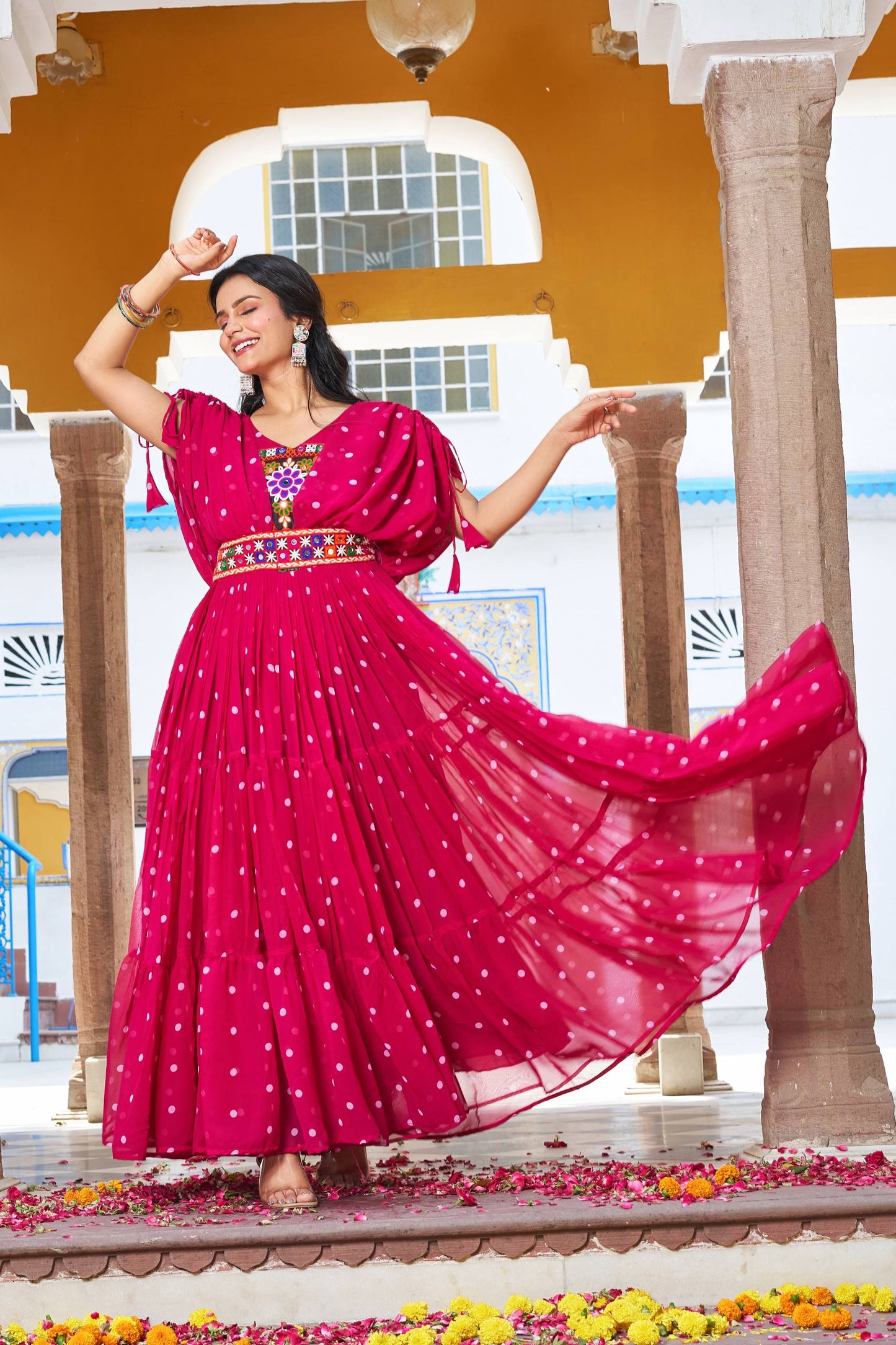 Navratri Glow Mirror Work Gown