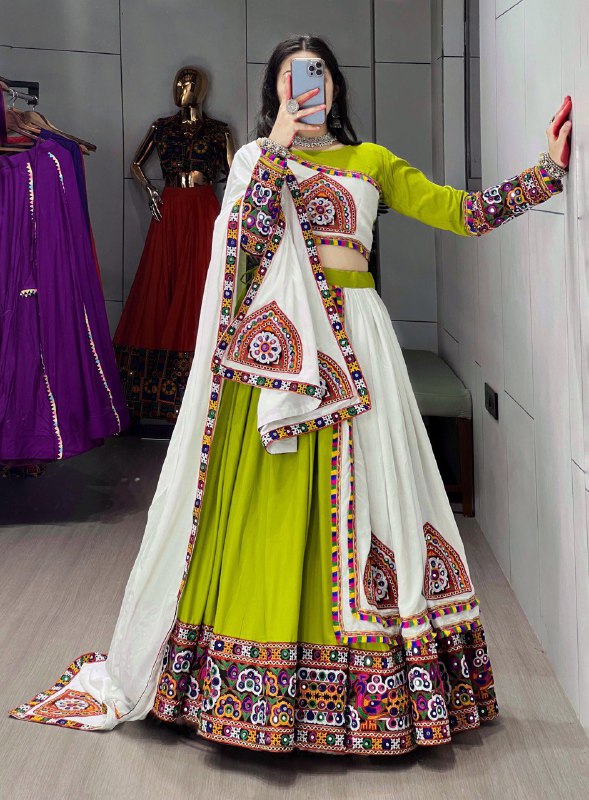 Navrang Twirl Mirror Work Traditional Festival Lehenga Set