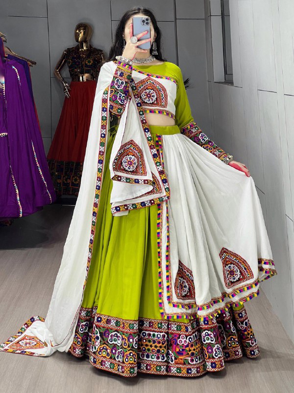 Navrang Twirl Mirror Work Traditional Festival Lehenga Set