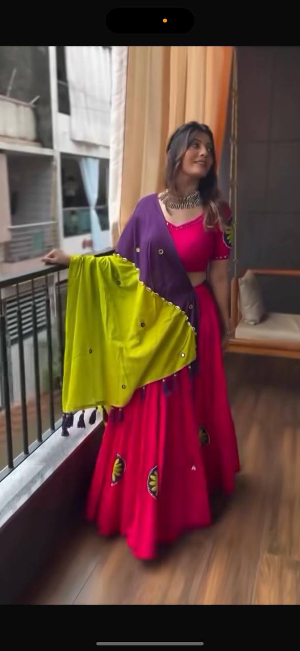 Prisha Embroidery Thread work Navratri Lehenga Set
