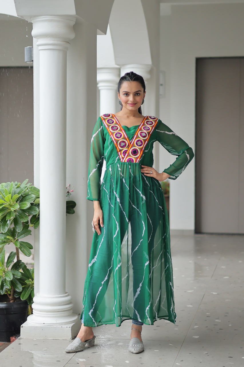 Bandhej Beauty Festive Fusion Leheriya Print Kurti