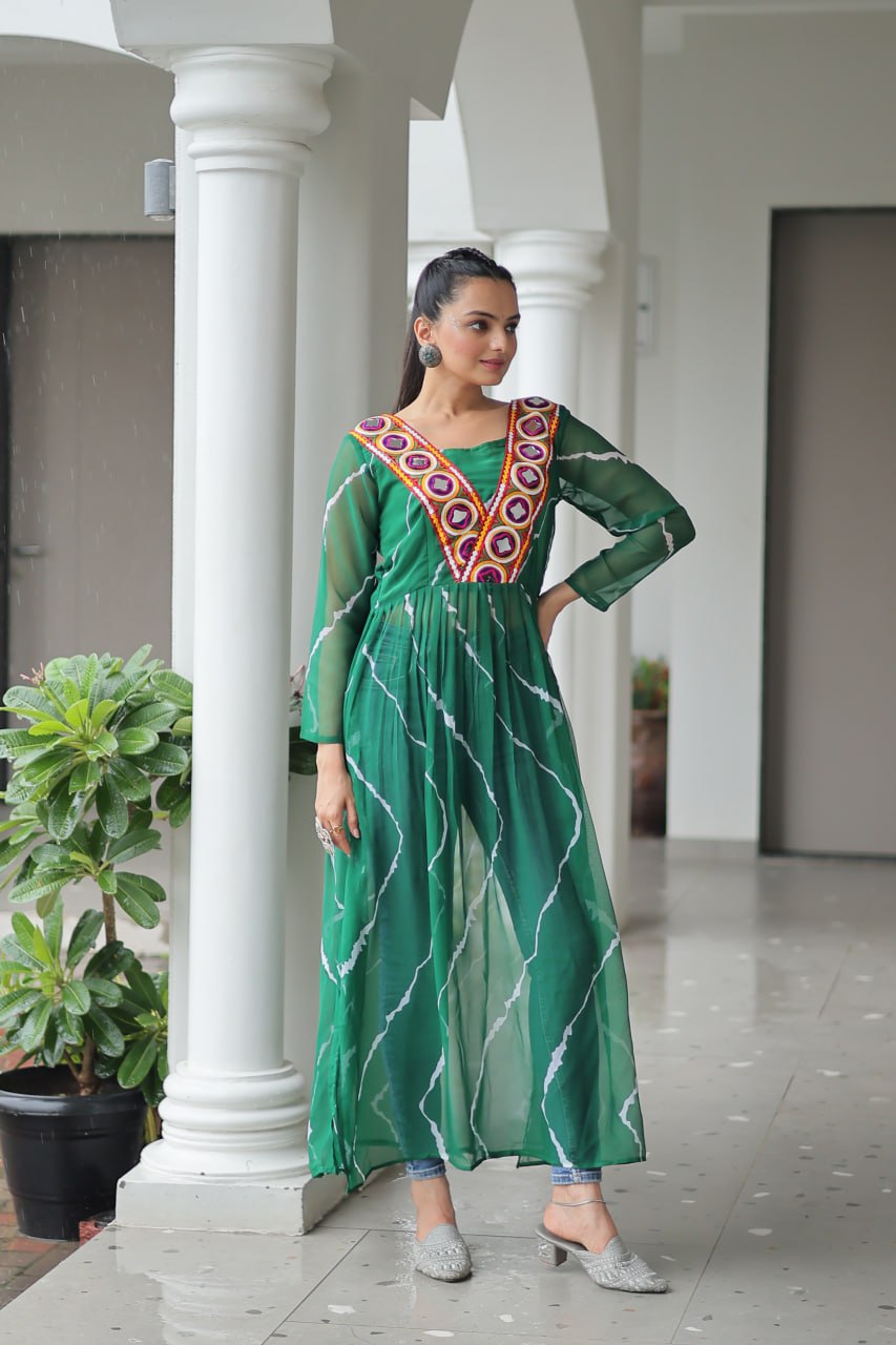 Bandhej Beauty Festive Fusion Leheriya Print Kurti