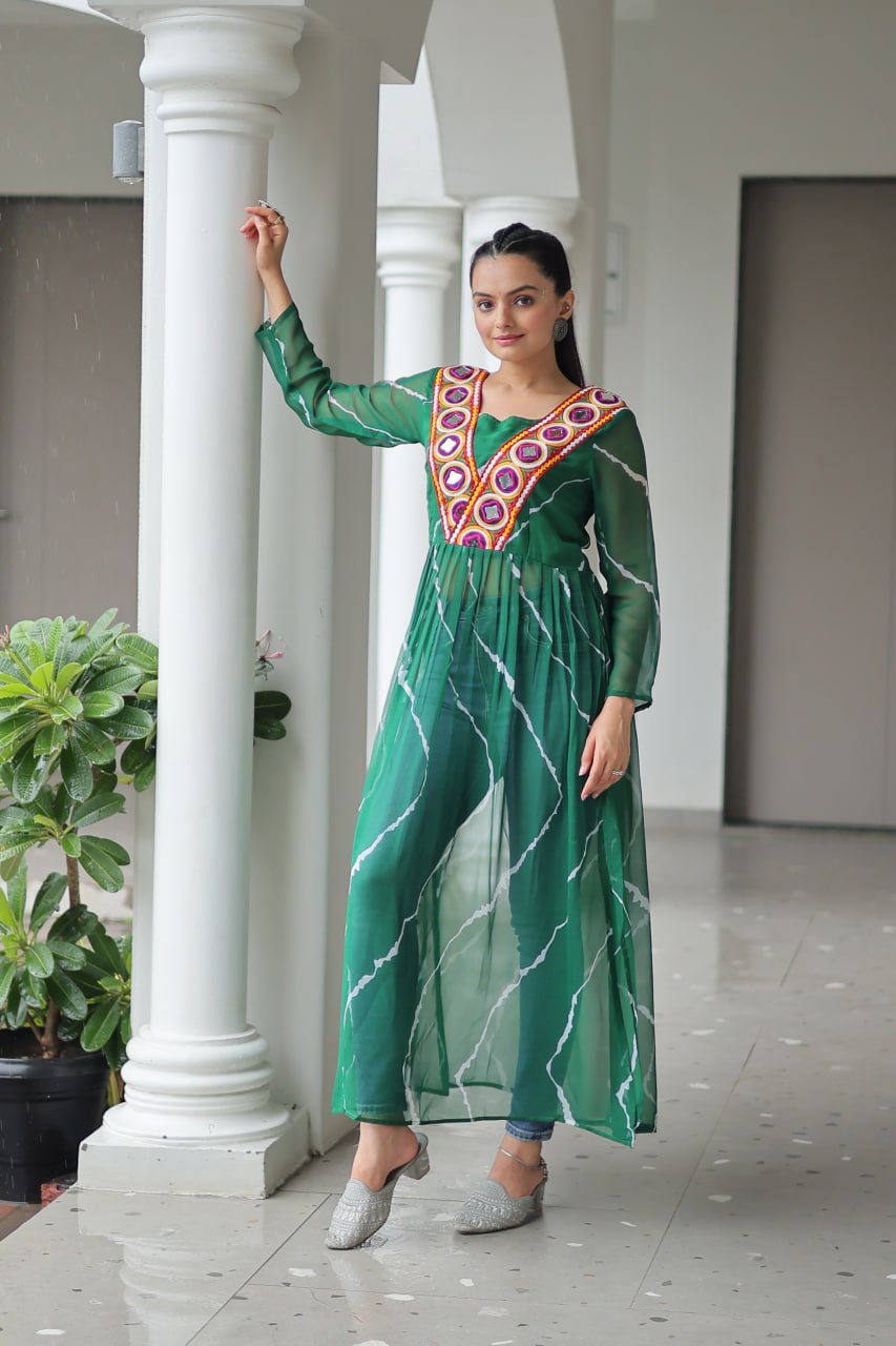 Bandhej Beauty Festive Fusion Leheriya Print Kurti