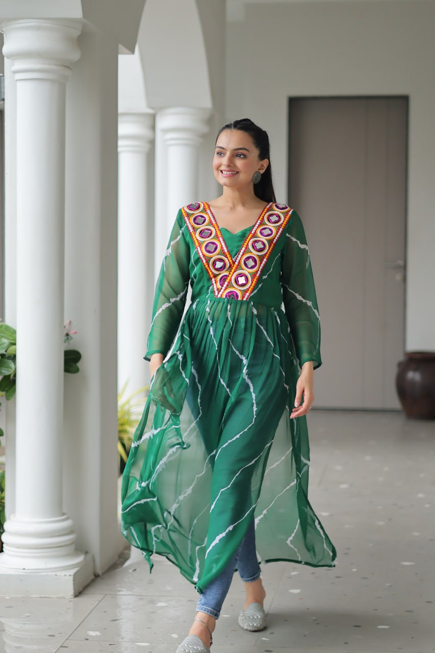 Bandhej Beauty Festive Fusion Leheriya Print Kurti