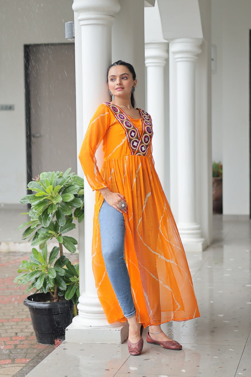 Bandhej Beauty Festive Fusion Leheriya Print Kurti