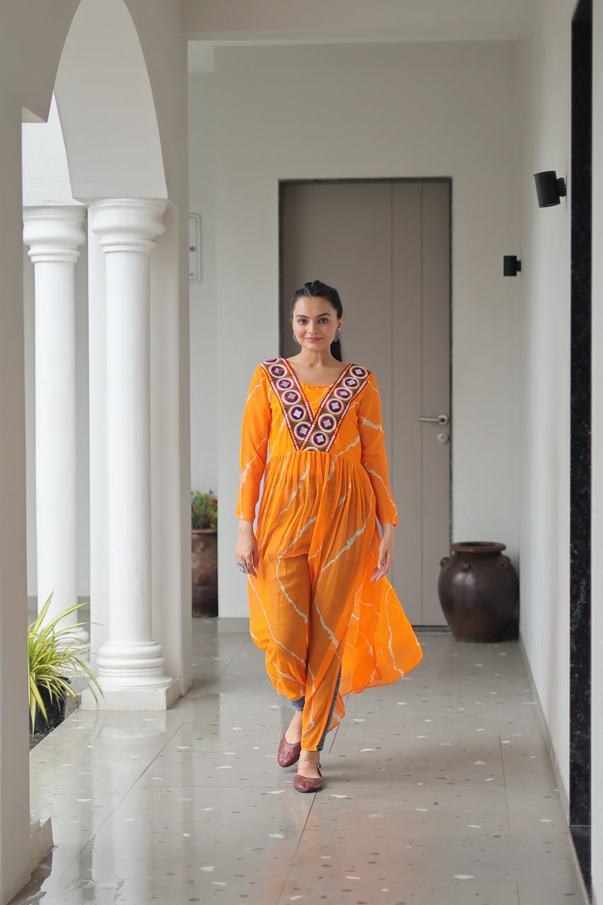 Bandhej Beauty Festive Fusion Leheriya Print Kurti