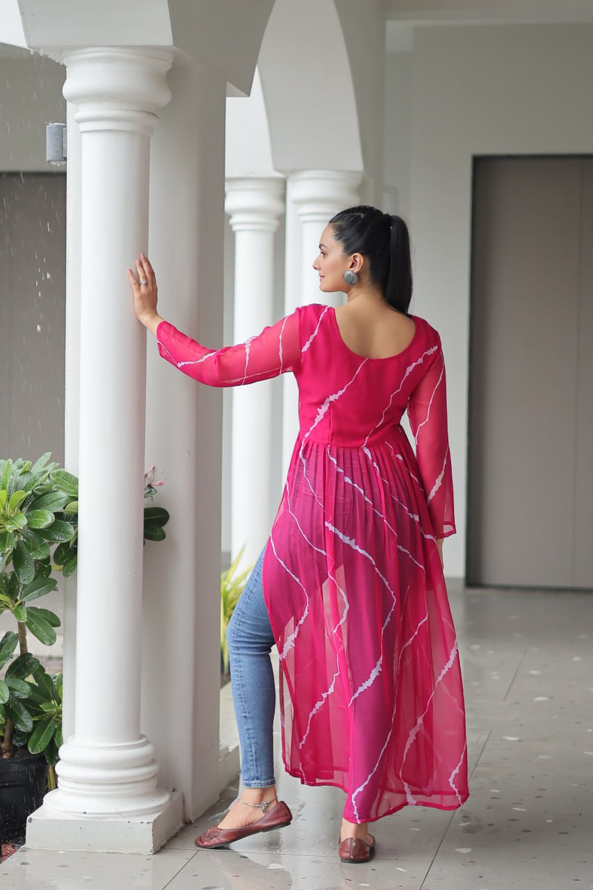 Bandhej Beauty Festive Fusion Leheriya Print Kurti