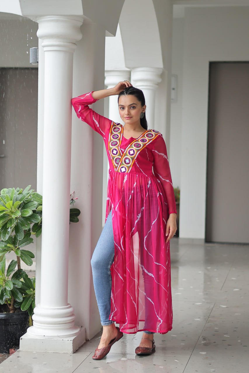 Bandhej Beauty Festive Fusion Leheriya Print Kurti