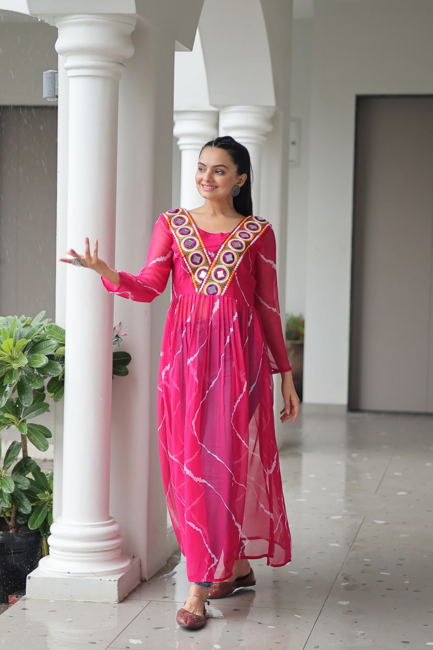 Bandhej Beauty Festive Fusion Leheriya Print Kurti
