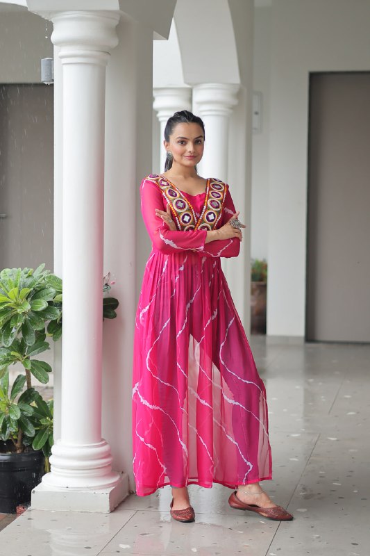 Bandhej Beauty Festive Fusion Leheriya Print Kurti