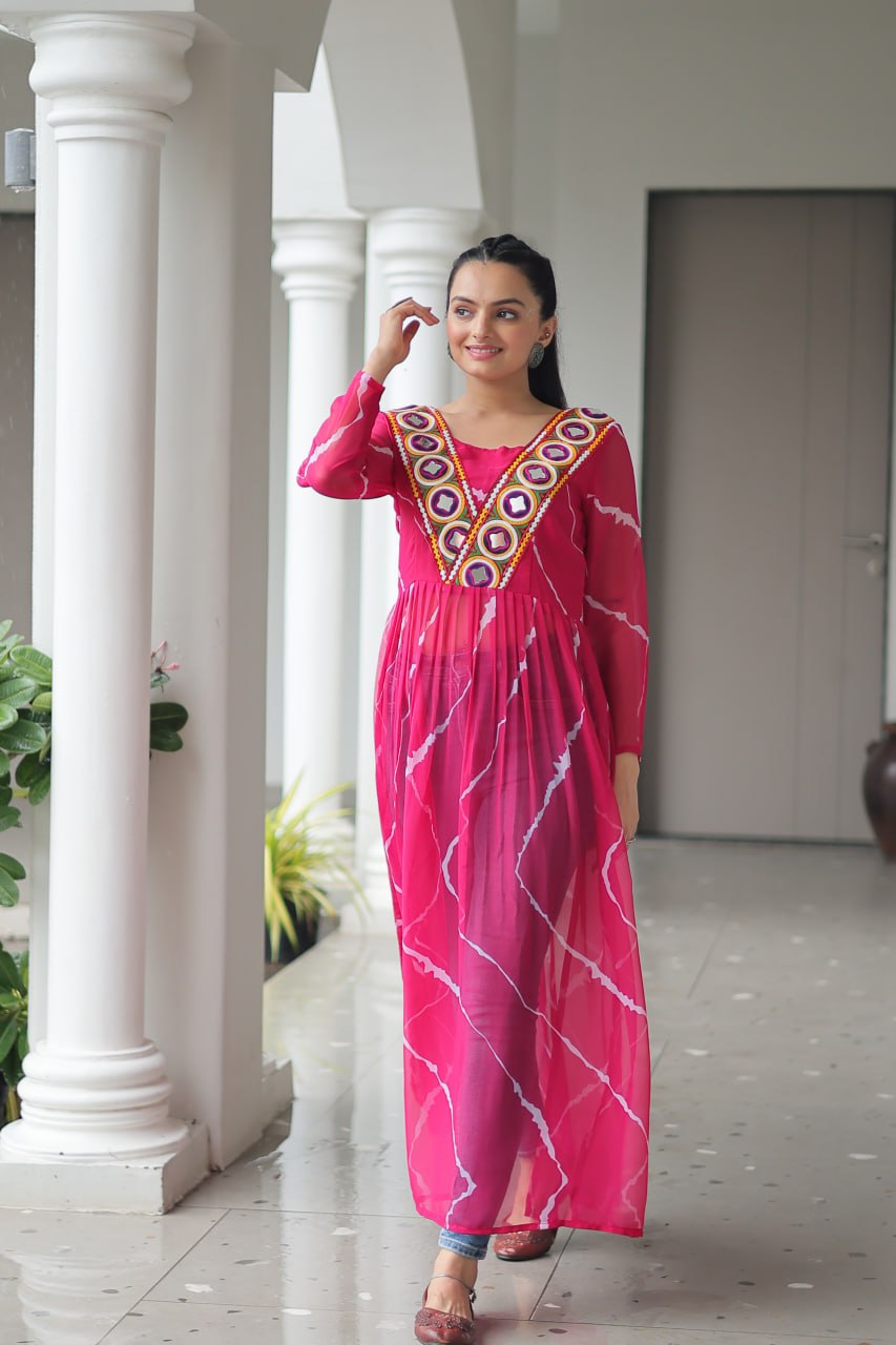 Bandhej Beauty Festive Fusion Leheriya Print Kurti
