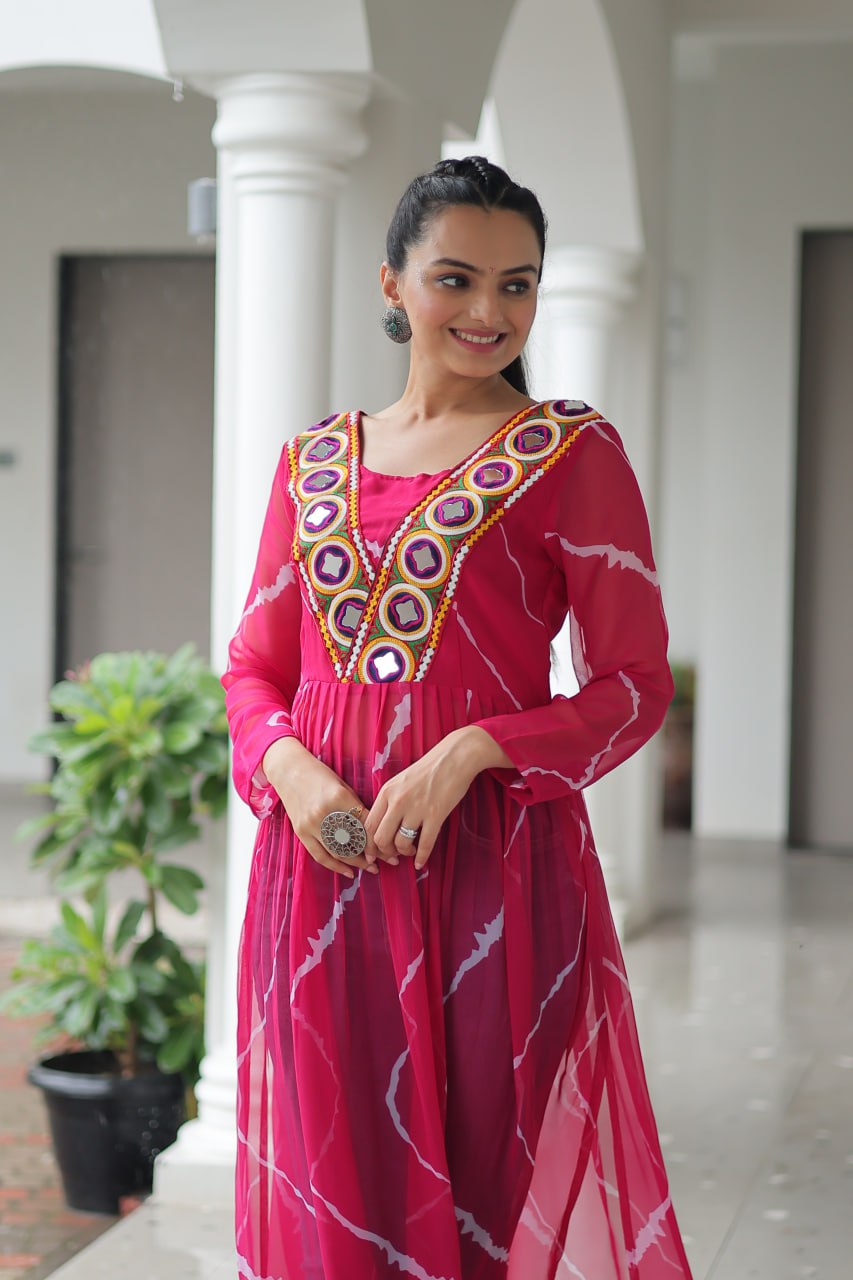 Bandhej Beauty Festive Fusion Leheriya Print Kurti
