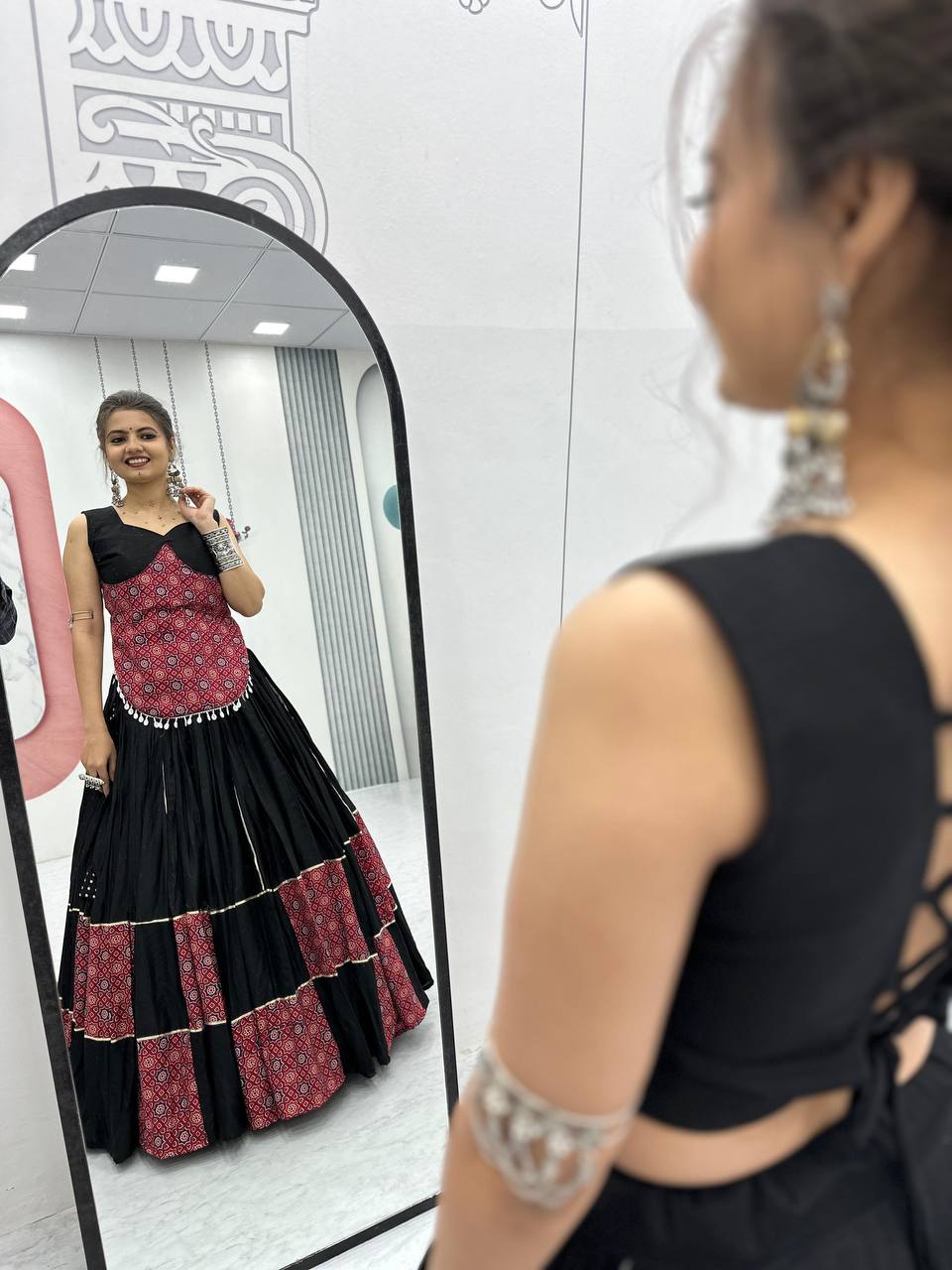Bold Elegance Black & Maroon Navratri Lehenga Set