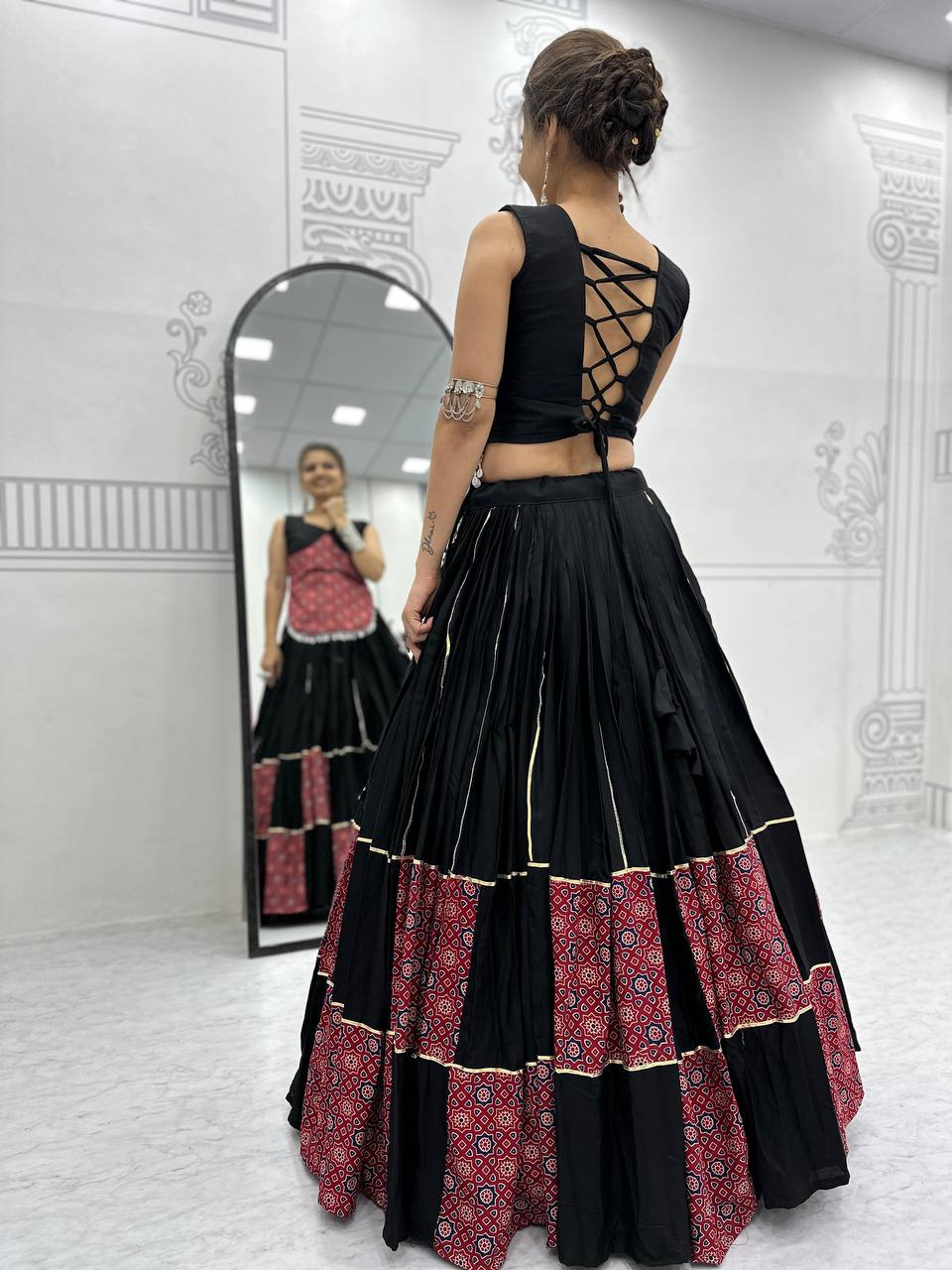 Bold Elegance Black & Maroon Navratri Lehenga Set