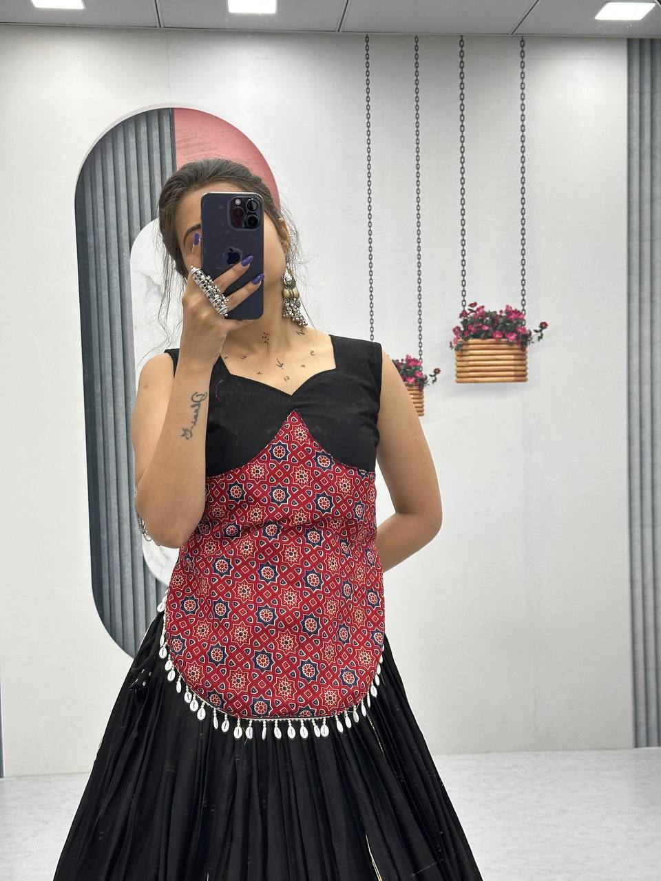 Bold Elegance Black & Maroon Navratri Lehenga Set