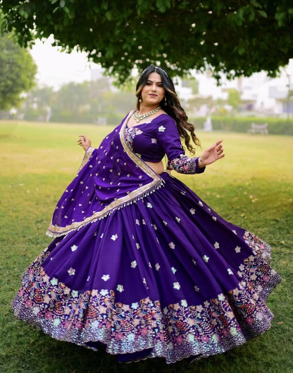 Priya’s Rich purple embroidered lehenga choli set