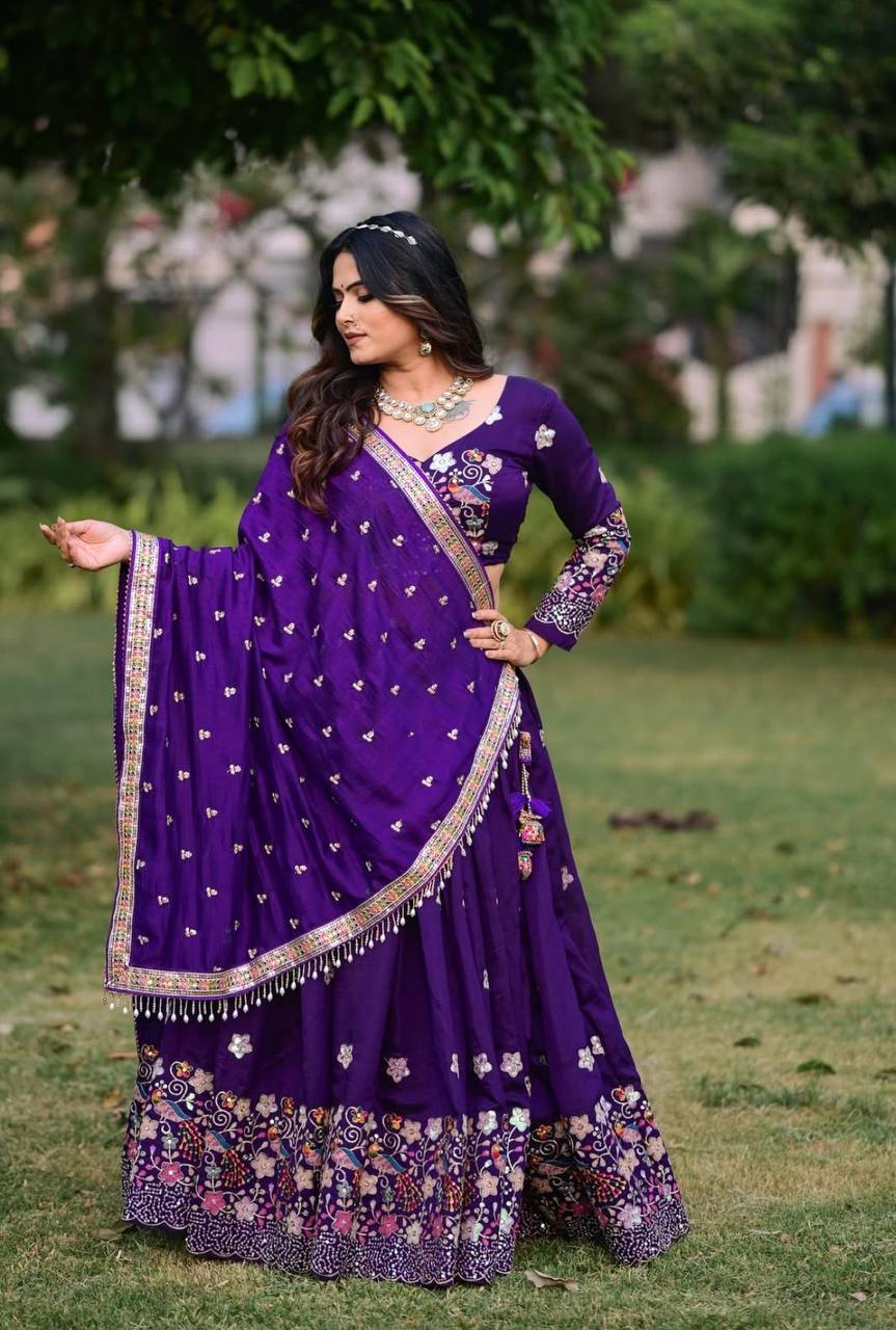 Priya’s Rich purple embroidered lehenga choli set