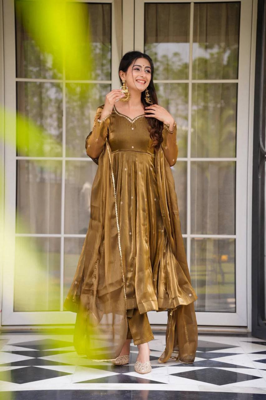 Golden Glow Beautiful Anarkali Set