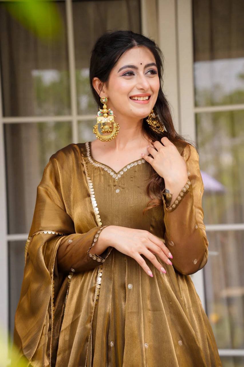 Golden Glow Beautiful Anarkali Set