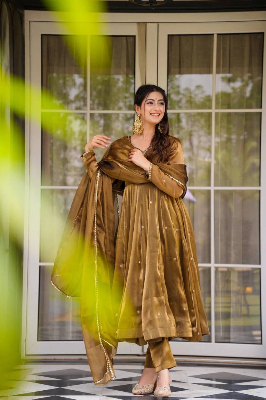 Golden Glow Beautiful Anarkali Set