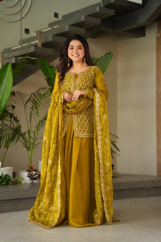 Siyaahi Festive Glam Embroidered Jacket Style Palazzo Suit