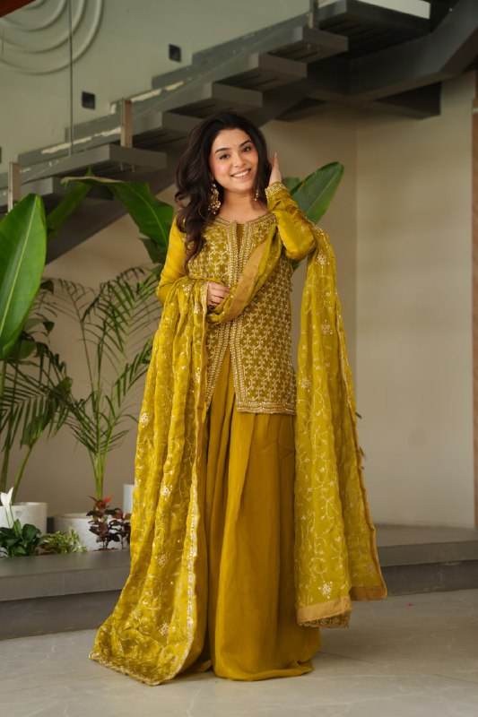 Siyaahi Festive Glam Embroidered Jacket Style Palazzo Suit