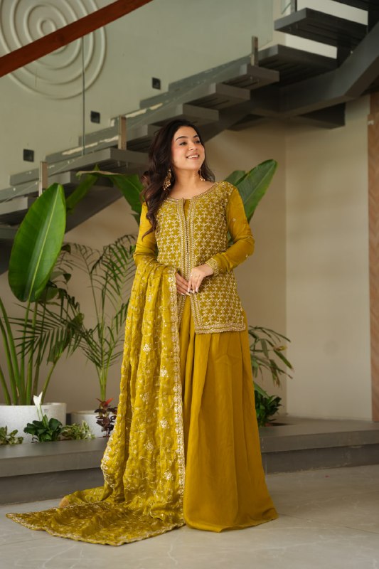 Siyaahi Festive Glam Embroidered Jacket Style Palazzo Suit