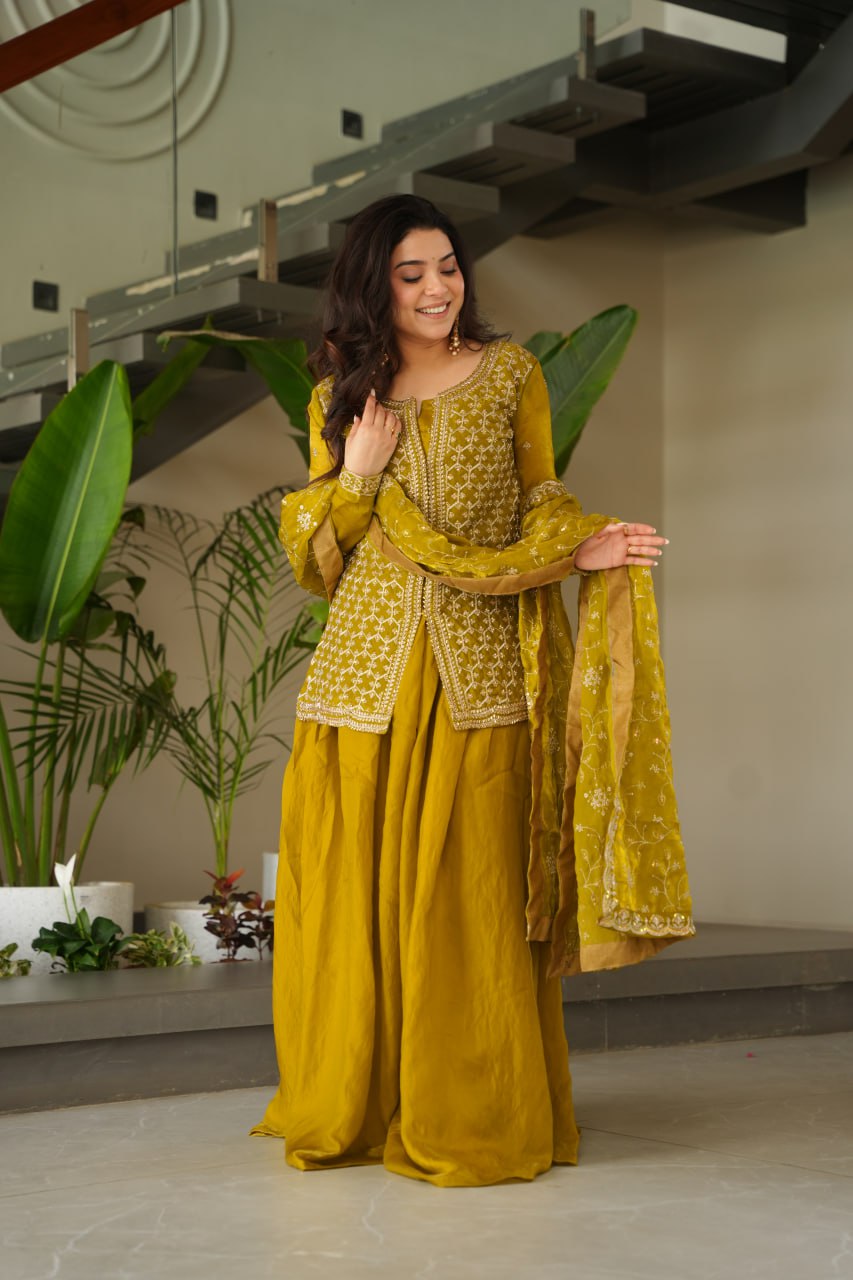 Siyaahi Festive Glam Embroidered Jacket Style Palazzo Suit