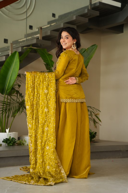 Siyaahi Festive Glam Embroidered Jacket Style Palazzo Suit
